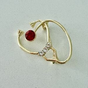 Taş Detaylı Stetoskop Broş