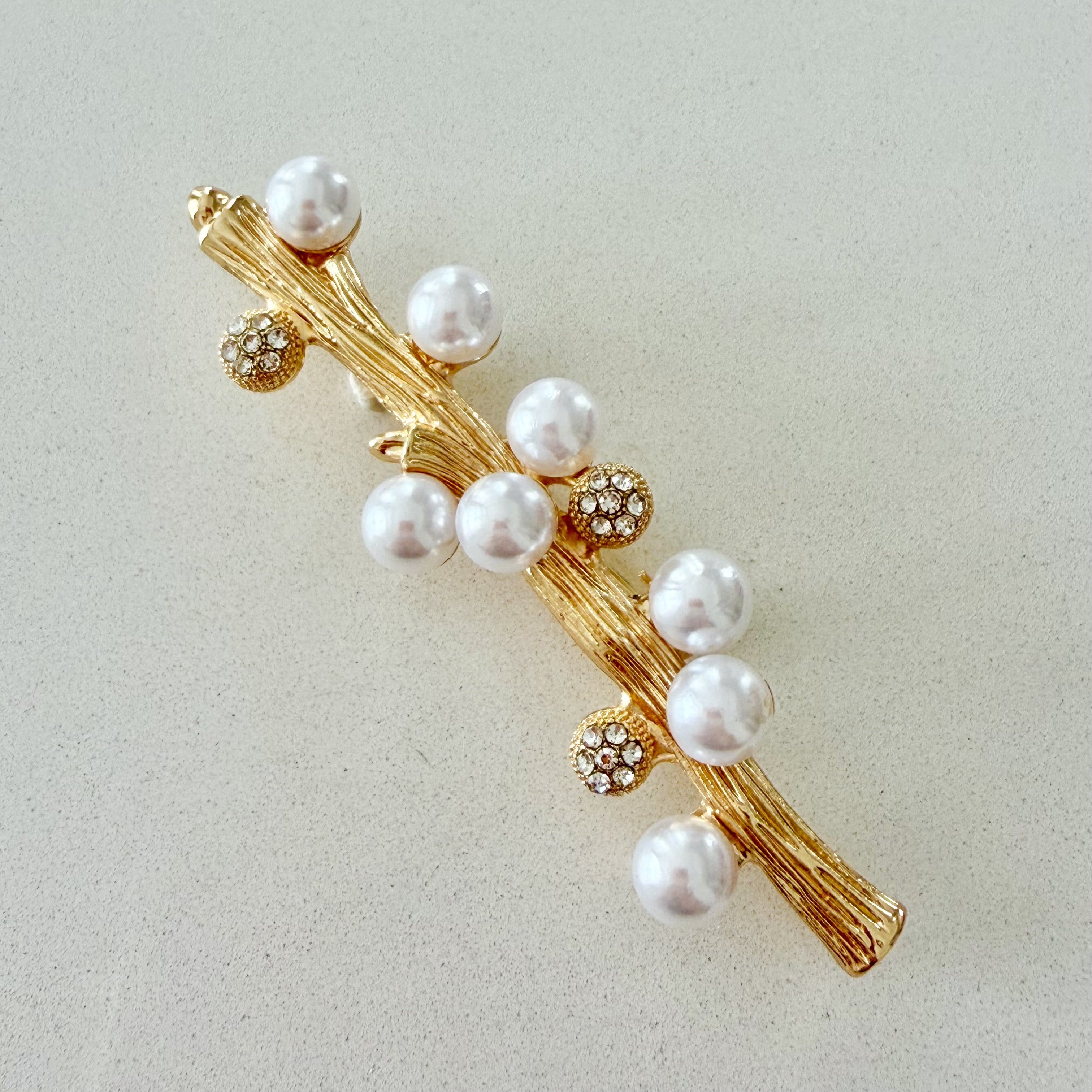 İnci Taş Detaylı Dal Broş