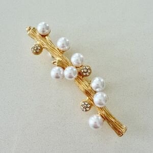 İnci Taş Detaylı Dal Broş