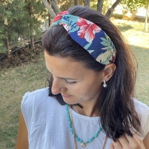 İri Çiçek Desenli Bandana Taç