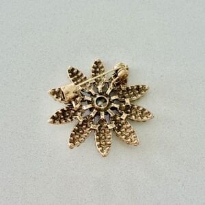 Ortası Lila Taşlı Vintage Çiçek Broş