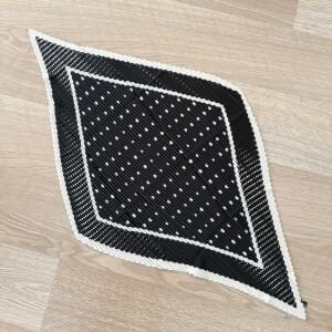 İpek Saten Beyaz Puantiyeli Pliseli Fular (70*70cm)