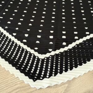İpek Saten Beyaz Puantiyeli Pliseli Fular (70*70cm)