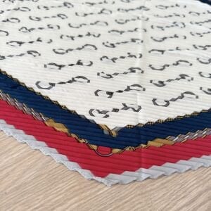 Kırmızı Lacivert Pliseli İpek Saten Fular (70*70cm)
