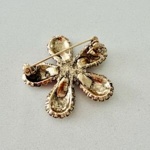 Pembe Gri Taşlı Çiçek Broş