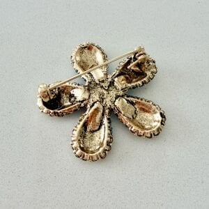 Mavi Gri Taşlı Çiçek Broş