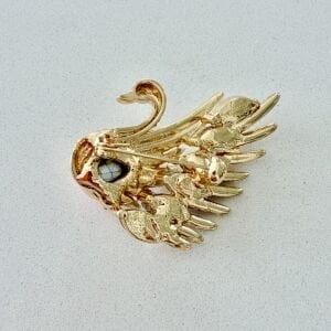 Pembe Taşlı Kuğu Broş