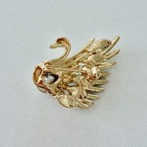 Mavi Taşlı Kuğu Broş