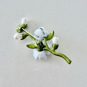 İnci Detaylı Çiçek Broş