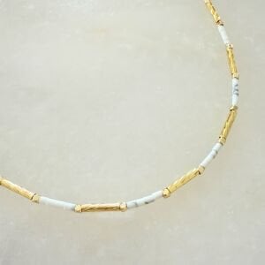 Krem-Gold Boru Boncuk Kolye