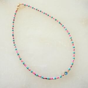 Nazar Boncuğu Detaylı Pembe Mavi Boncuk Kolye