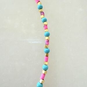 Nazar Boncuğu Detaylı Pembe Mavi Boncuk Kolye
