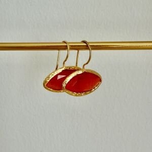 Altın Kaplama Badem Form Kedi Gözü Taşlı Küpe