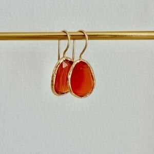 Altın Kaplama Asimetrik Kedigözü Taşlı Küpe