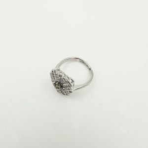 Özel Seri Ortası Mini Yeşil Taşlı Silver Yüzük
