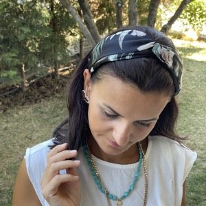 Çiçek Desenli Bandana taç