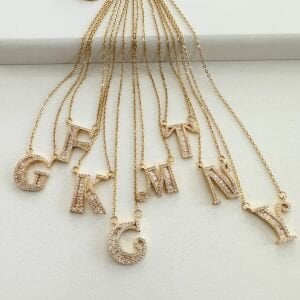 Taşlı Çelik Harf Kolye