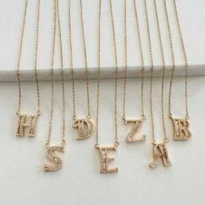 Taşlı Çelik Harf Kolye