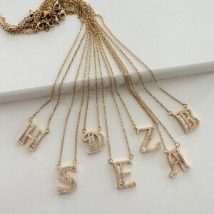 Taşlı Çelik Harf Kolye