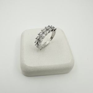 Özel Seri Çift Sıra Taşlı Yüzük -silver-