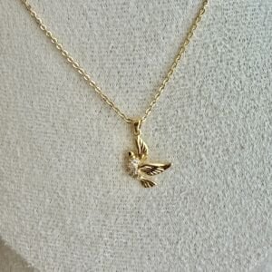 Altın Kaplama Taşlı Kuş Kolye