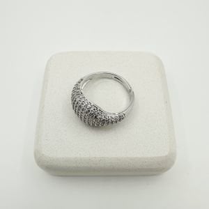 Özel Seri Taşlı Bombeli Yüzük -silver-