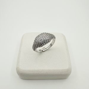 Özel Seri Taşlı Bombeli Yüzük -silver-