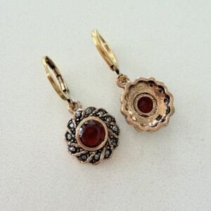 Bordo Taşlı Vintage Küpe