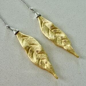 Özel Seri Tasarım Zincirli Yaprak Küpe