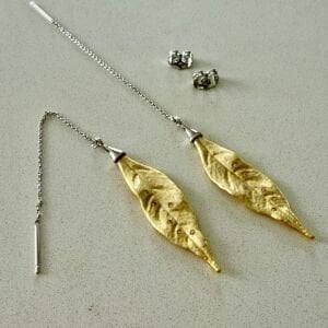 Özel Seri Tasarım Zincirli Yaprak Küpe