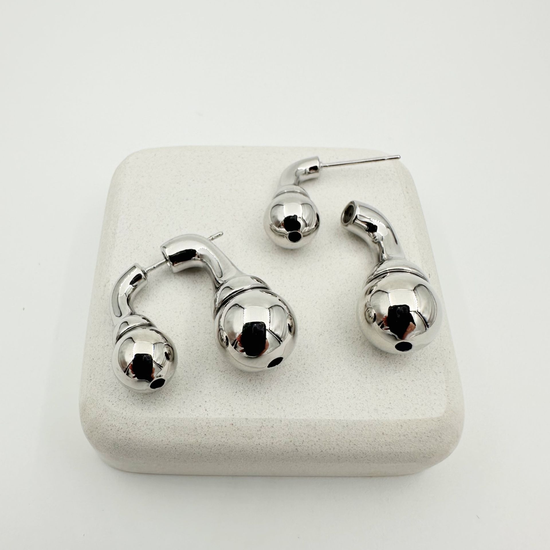 Özel Seri İkili Topçuk Küpe -silver-