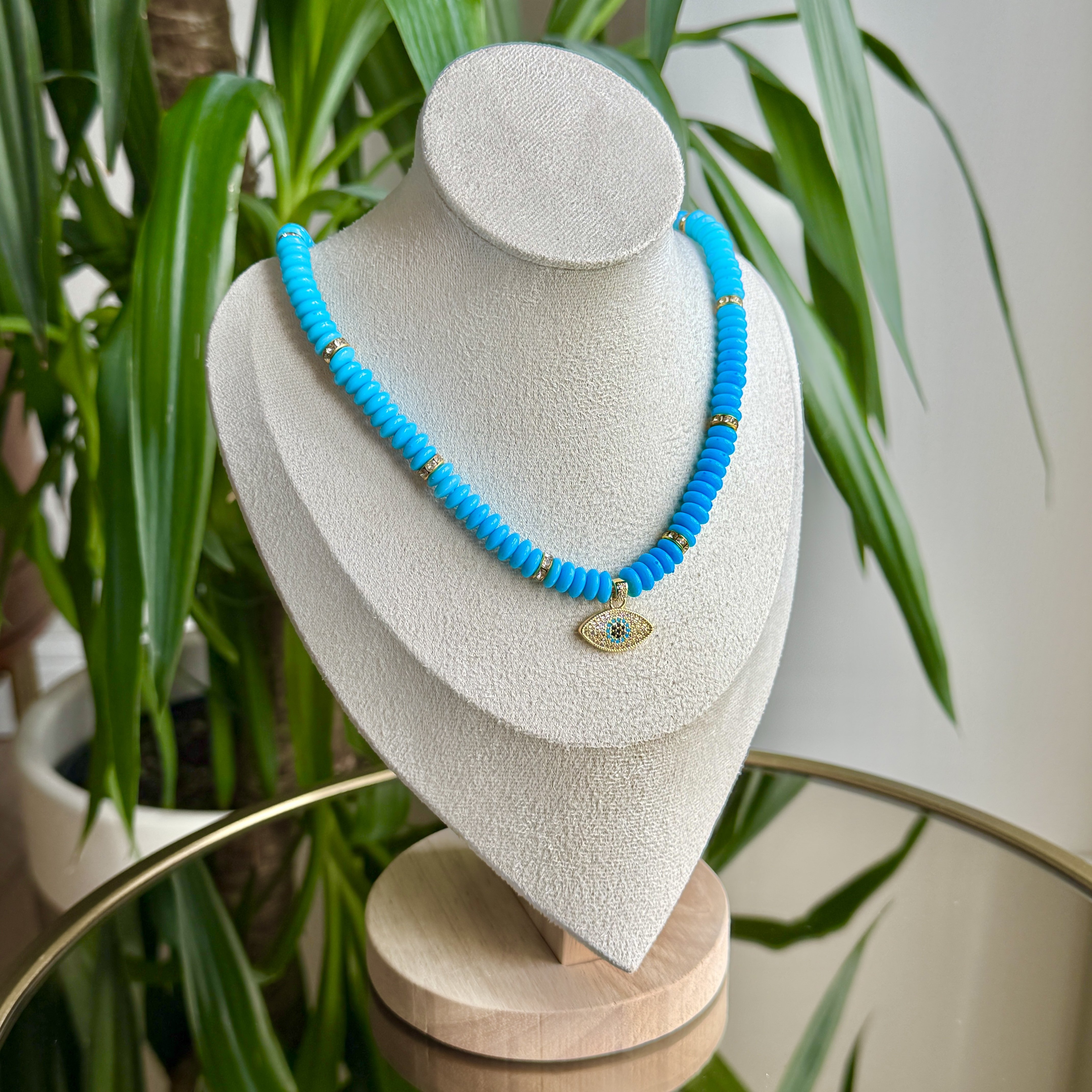 Göz Figürlü Mavi Boncuk Kolye