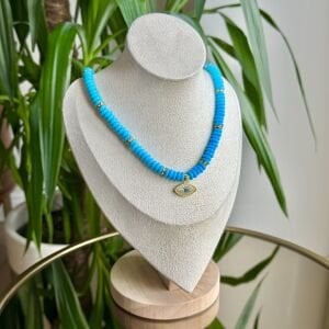 Göz Figürlü Mavi Boncuk Kolye