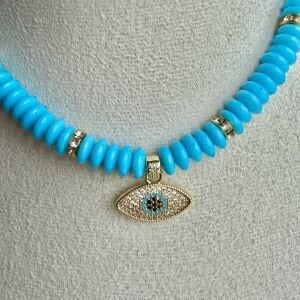 Göz Figürlü Mavi Boncuk Kolye