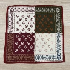 Bordo Yeşil Geometrik Desenli Pamuklu Şal 70*70cm