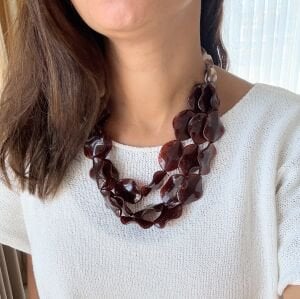 3 Sıra Kahve Krem Renkli Boncuk Kolye