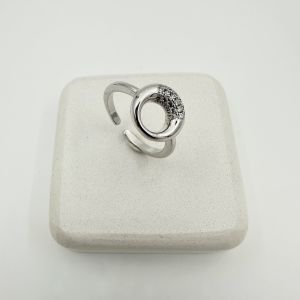 Özel Seri Taş Detaylı Daire Yüzük -silver-