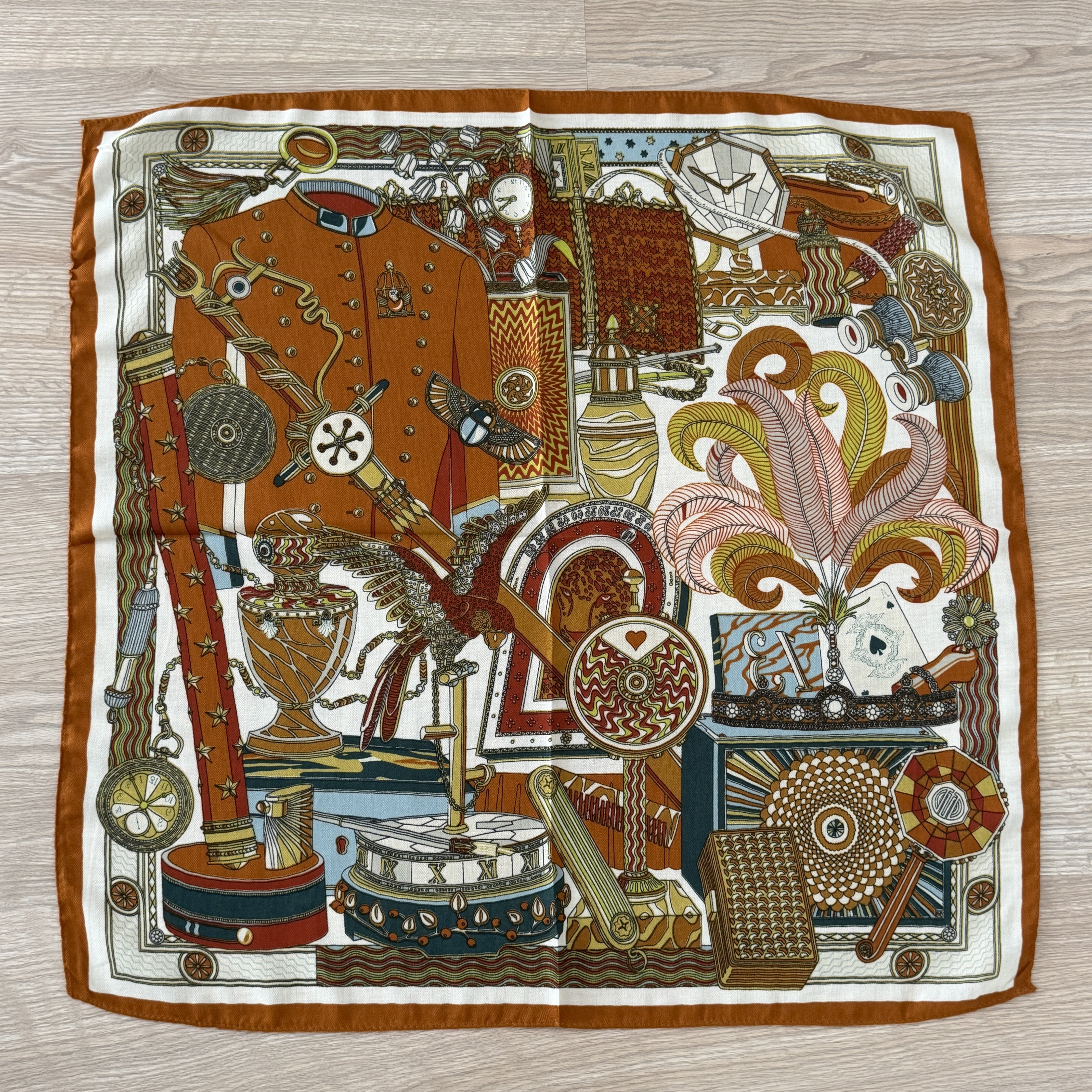 Turuncu Vintage Desenli Pamuklu Şal 70*70cm