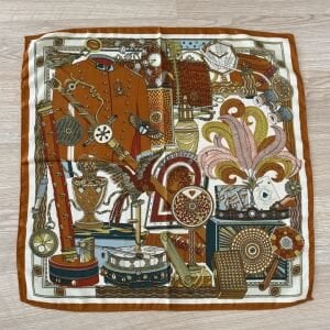 Turuncu Vintage Desenli Pamuklu Şal 70*70cm