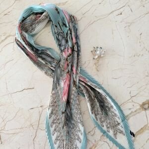 Mavi Çiçek Fular Kombin (70*70cm)