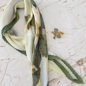 Yeşil Çiçek Fular Kombin (70*70cm)