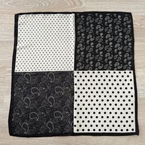 Siyah Puantiyeli Şal Desenli Pamuklu Şal 70*70cm