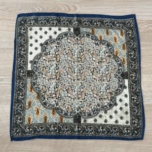 Lacivert Etnik Desenli Pamuklu Şal 70*70cm
