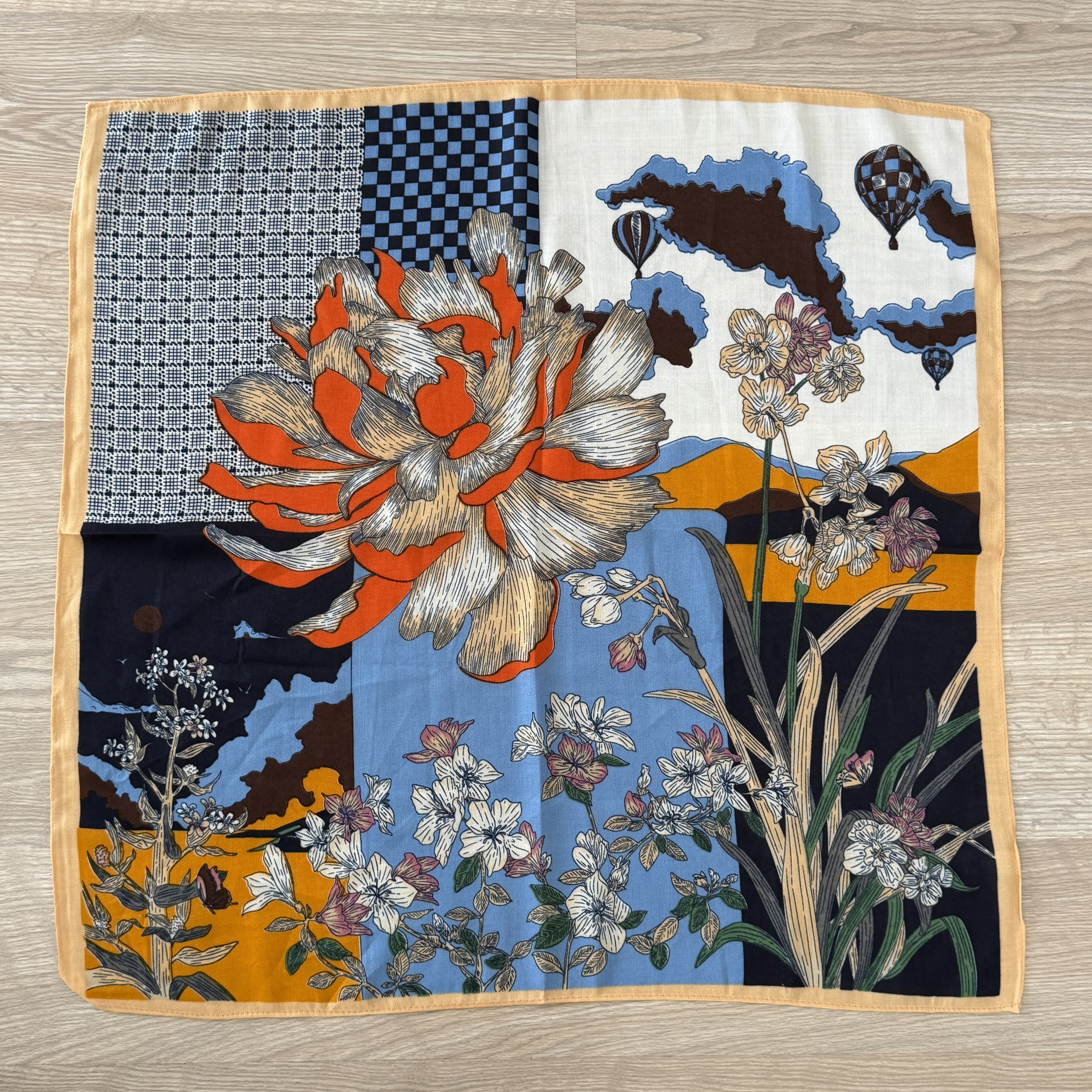 Renkli Çiçekli Pamuklu Şal 70*70cm
