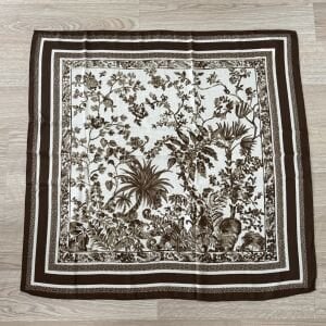 Kahverengi Çiçekli Pamuklu Şal 90*90cm