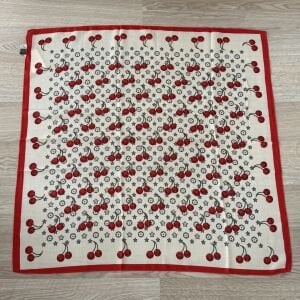 Kırmızı Krem Kirazlı Pamuklu Şal 90*90cm