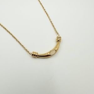 Çelik Mini Krem Opal Taşlı Plaka Kolye