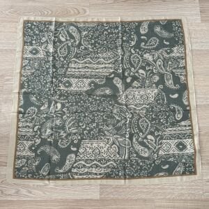 Yeşil Parçalı Şal Desen Pamuklu Şal 90*90cm