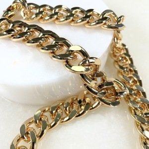 Kalın Ezme Zincir Kolye- gold- silver