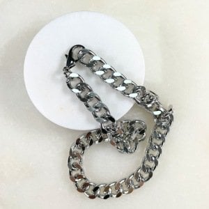 Kalın Ezme Zincir Kolye- gold- silver